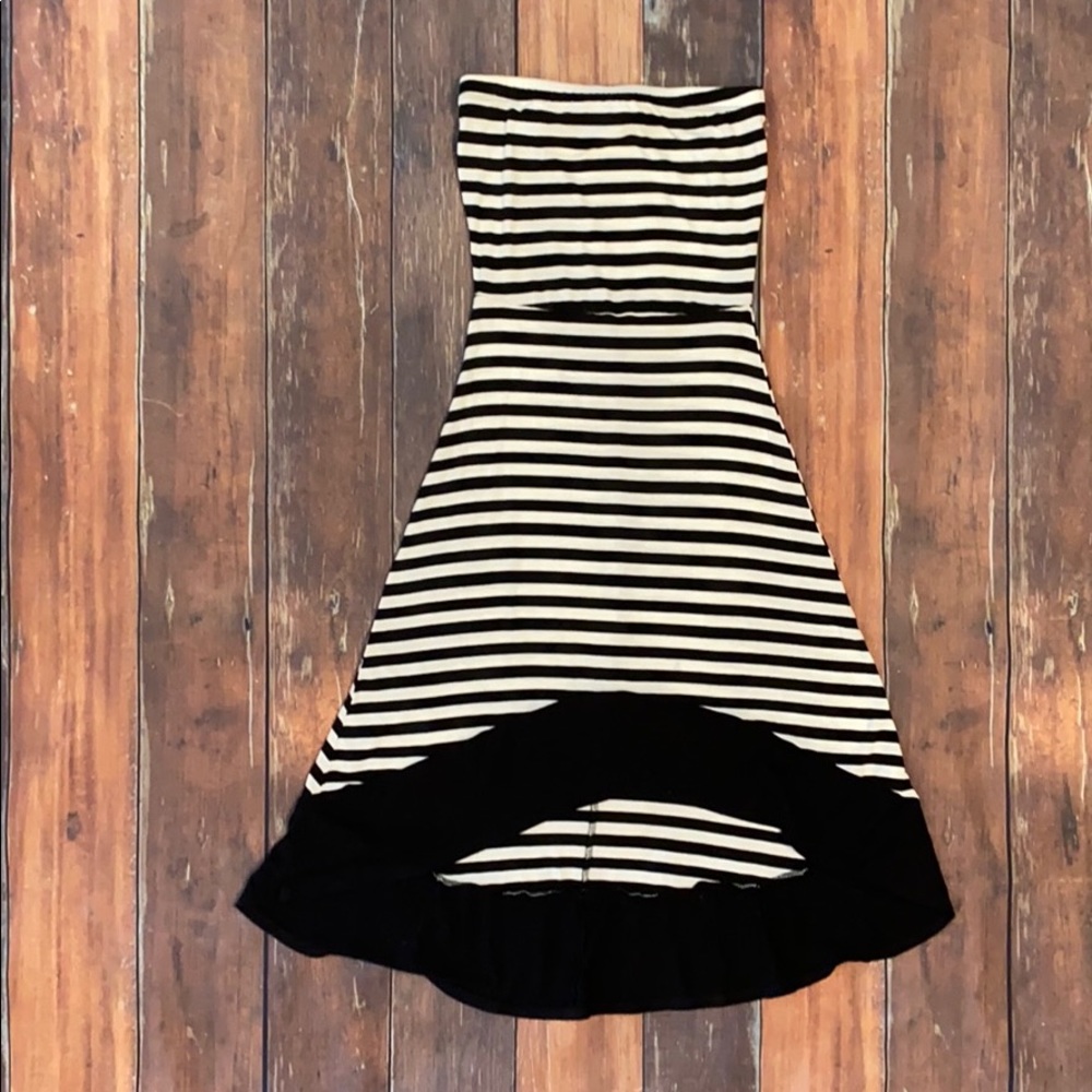 Black and white Strapless High Low Dress Sz Xs
